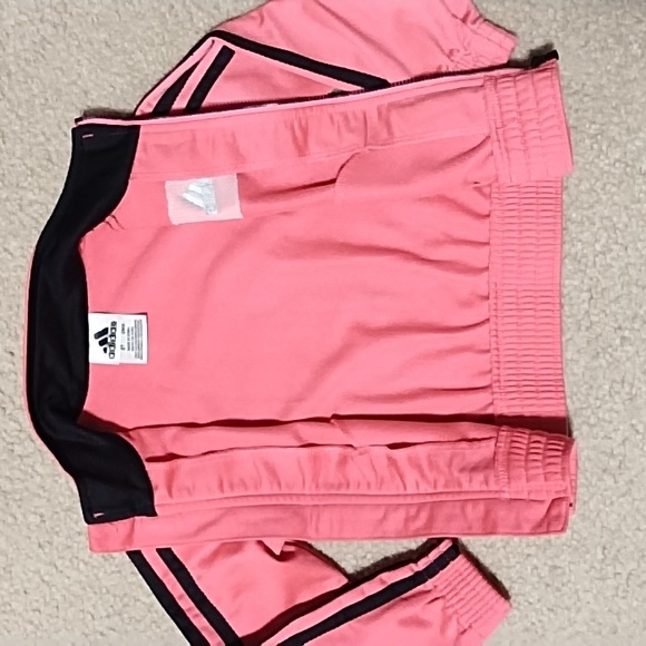 Adidas Jacket Girls Size 2T Spring Summer Outdoor Deep Pink Black Stripes - Picture 4 of 8